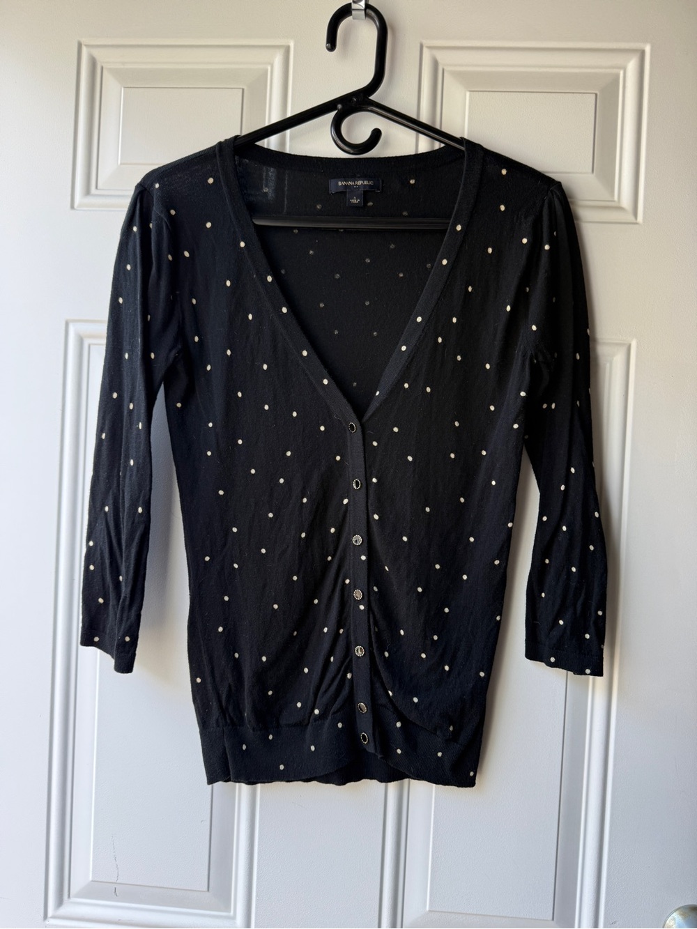 Banana Republic Black Polka Dot Button-Down Top